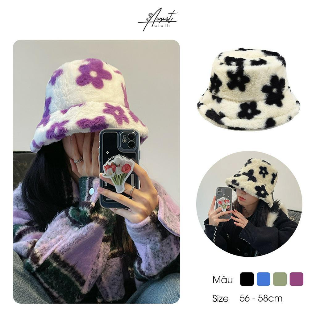 [Augustcloth] Mũ/ nón bucket lông hoạ tiết bông hoa
