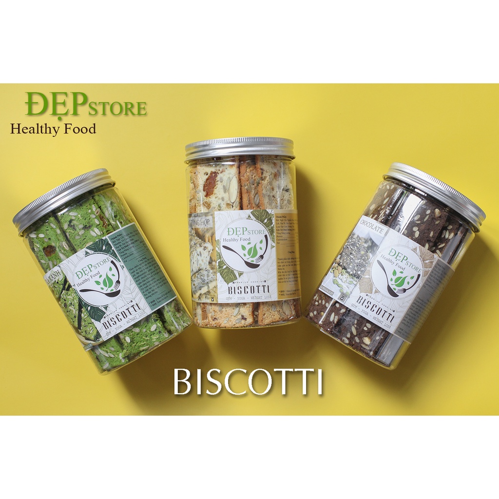 3 Hương Vị Bánh BISCOTTI Nguyên Cám Đẹp Store - Bánh Ngũ Cốc Nướng Ăn Kiêng Không Đường