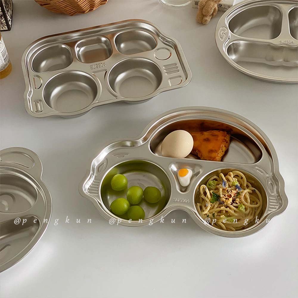 Khay Đựng Thức Ăn Bằng Thép Không Gỉ 304 Chống Sốc Họa Tiết Hoạt Hình Cho Bé
