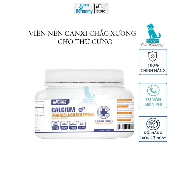 Viên nén Canxi cho chó mèo Borammy - Canxi cho thú cưng phát triển trong quá trình tăng trưởng