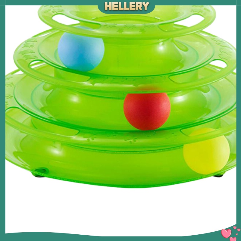 [HelleryVN] Khay Bóng Đồ Chơi Ba Tầng Màu Xanh Lá Cây Thông Minh Cho Mèo Cưng