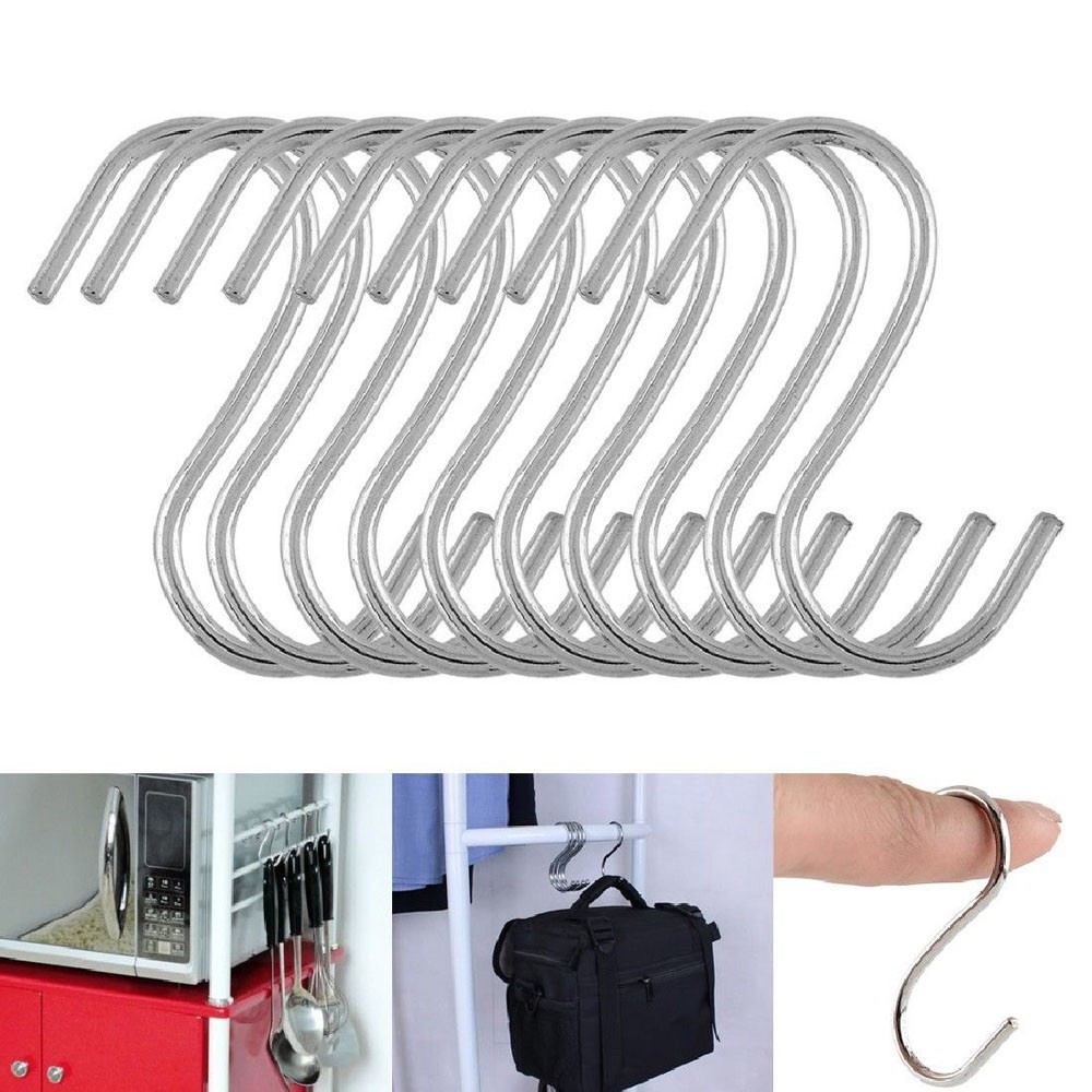 5/10/20 Móc treo đồ hình chữ S bằng thép không gỉ gắn tường đa năng