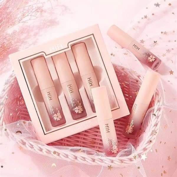 Set 3 Son Kem HIH Silky Lipglaze Hoa Anh Đào