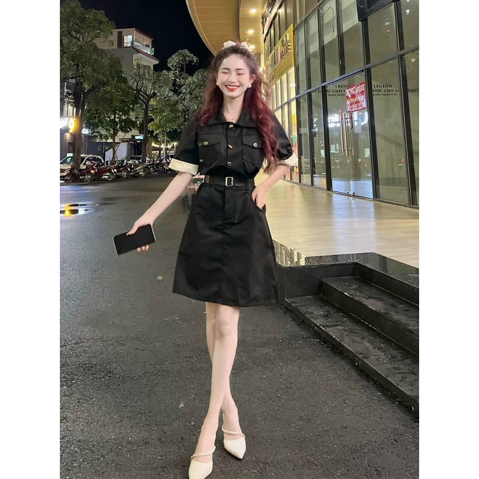 Đầm thiết kế from A xòe nhẹ,đầm túi hộp kèm nịt da,chất đẹp lên from chuẩn