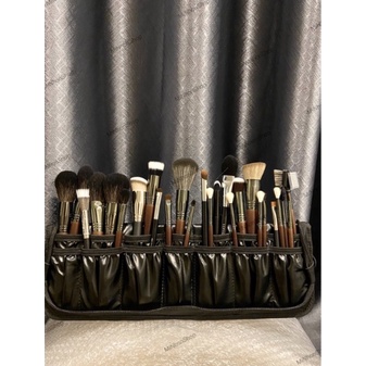 Bao da đựng cọ chuyên nghiệp đế gập đứng khuy cài hai bên siêu xịn