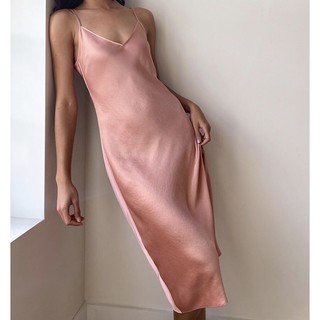 Đầm Midi lụa 2 dây 2 màu đủ size, basic, thanh lịch
