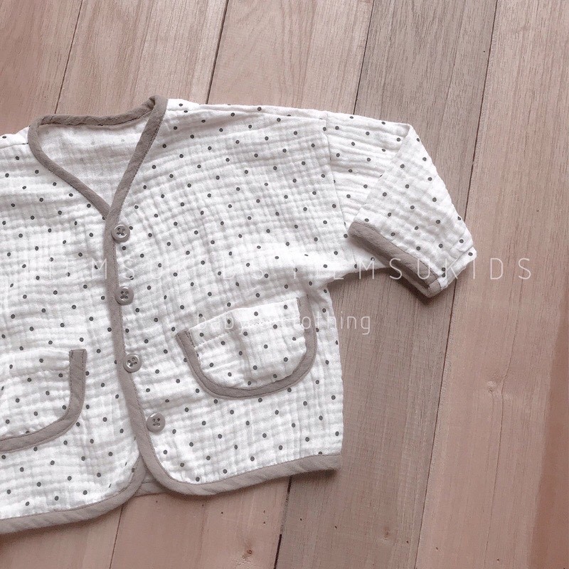 Áo khóac mùa thu vải xô muslin mỏng nhẹ cho bé