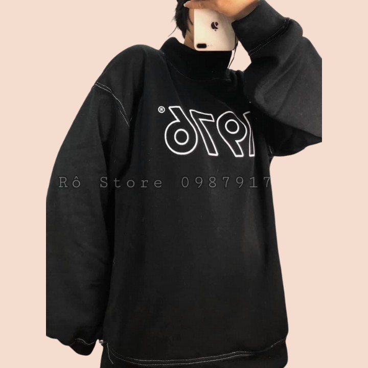 Áo sweater/ Áo nỉ nam nữ dáng rộng unisex in chữ 1976 chuẩn tay bồng RÔ STORE SW18