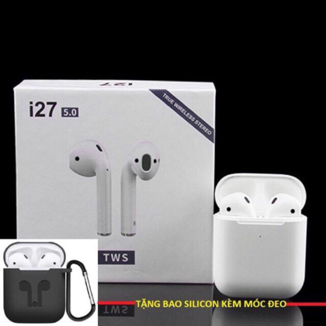 Tai Nghe Bluetooth Mini i27 TWS Bluetooth 5.0 True Wireless - Hỗ trợ sạc không dây - Cảm biến khi tháo tai dừng nhạc