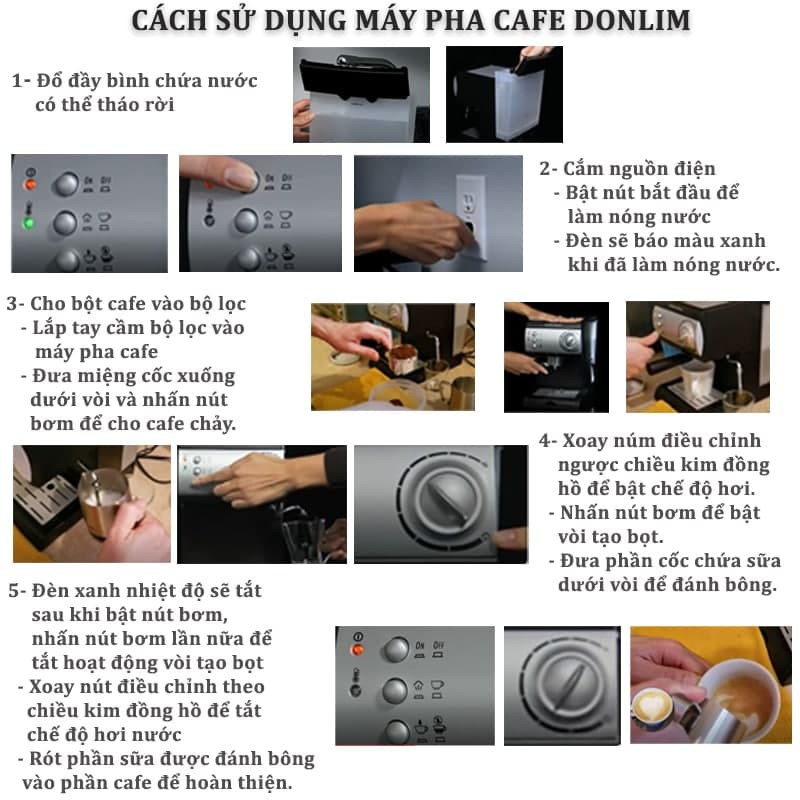 Máy pha cà phê tự động Donlim DL-KF6001 chính hãng, máy pha cafe espresso gia đình và văn phòng