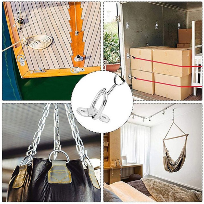 Set 10 Móc Neo Dây Buộc Hàng Hóa Hình Chữ D Cho Xe Hơi Xe Tải Xe Tải RV Tàu Thuyền