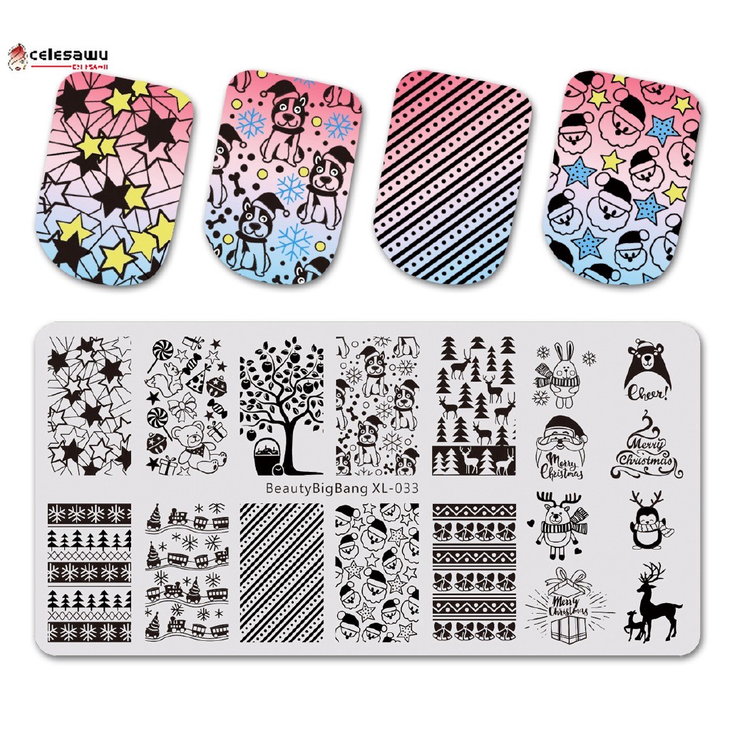 [Hàng mới về] Khuôn dập nổi chuyên dụng hỗ trợ trang trí móng nghệ thuật chủ đề Giáng sinh
