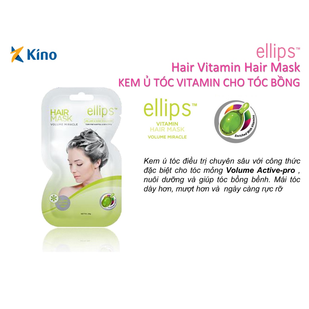 Kem ủ tóc Ellips - Bổ sung Vitamin và tinh dầu, phục hồi tóc chuyên sâu, cho mái tóc óng mượt, chắc khỏe từ bên trong