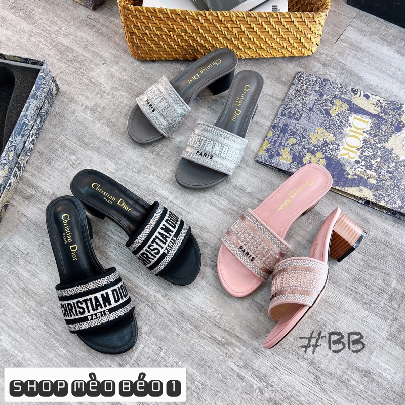 Guốc cd quai đá ngang gót vuông fullbox