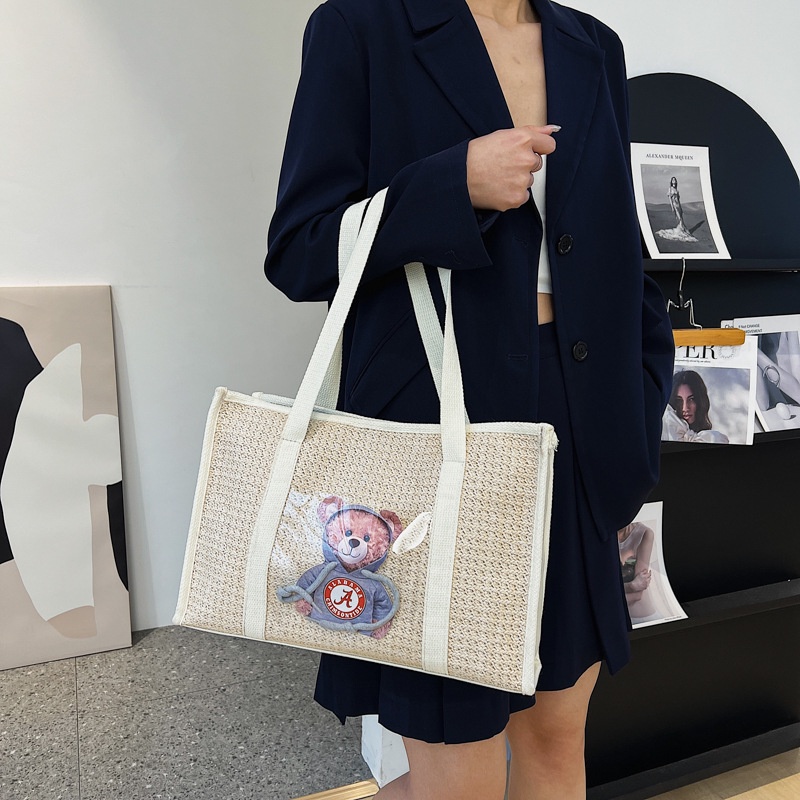 Túi Xách Đan Cói Cỡ Lớn Thiết Kế Đơn Giản Thời Trang Cho Nữ