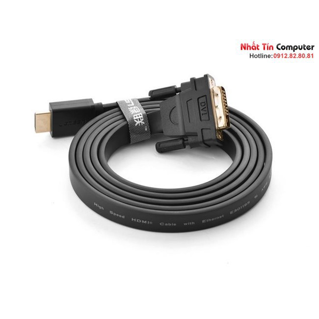 Cáp HDMI to DVI (24+1) mỏng dẹt dài 3M Chính hãng Ugreen 30107