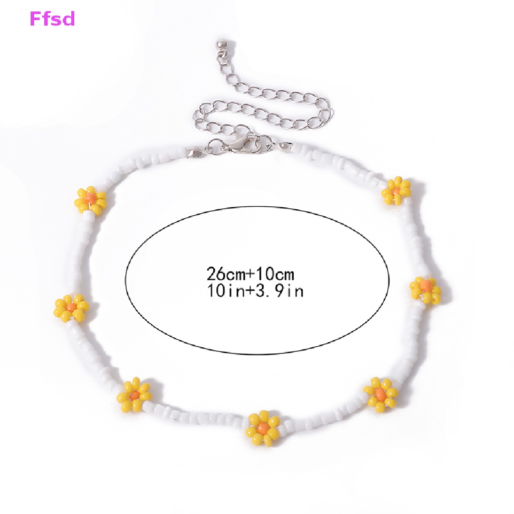 {Ffsd} Vòng Cổ Choker Xỏ Hạt Hình Hoa Cúc Handmade Phong Cách Bohemian Dành Cho Nữ