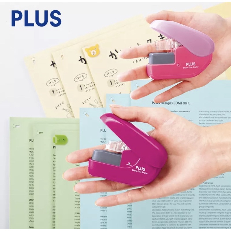 Dụng cụ bấm giấy, dập ghim, bấm kim, không sử dụng kim ghim Nhật Bản PLUS.