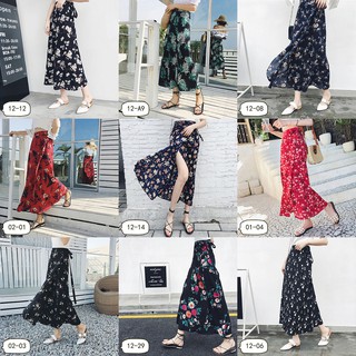 Chân váy maxi lưng cao in hoa phong cách retro dành cho nữ