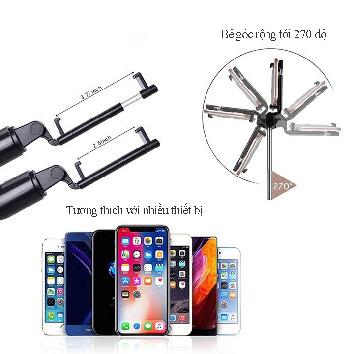 Gậy Chụp Ảnh Tự Sướng Bluetooth Chụp Hình Selfie Kèm Điều Khiển từ xa Giá Đỡ Điện Thoại 3 Chân Đa Năng Tripod K07 | BigBuy360 - bigbuy360.vn