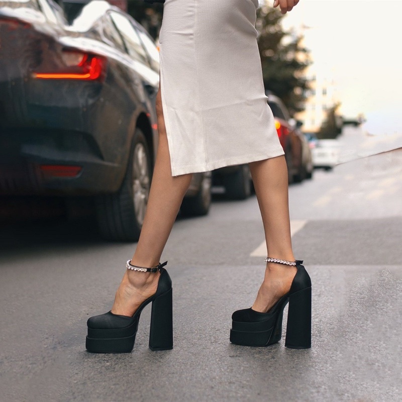 Guốc đế đúp gót vuông cao 15p