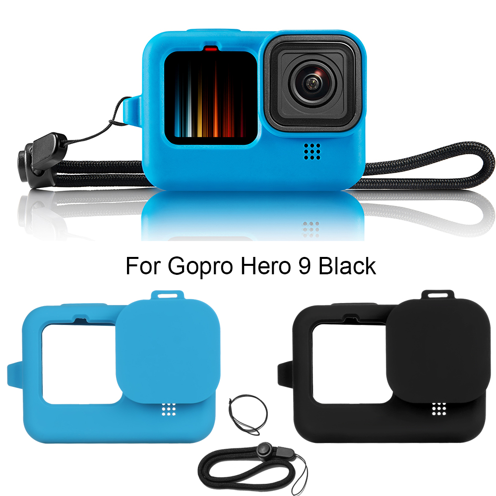 Vỏ Bảo Vệ Silicon Chống Sốc Chống Rơi Kèm Ống Kính + Dây Đeo Cho Gopro Hero 9