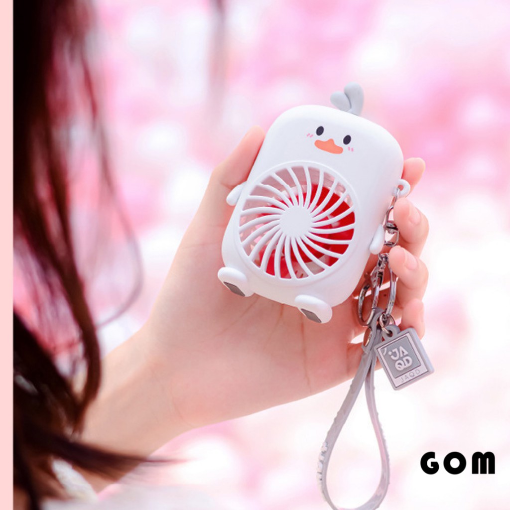 💖Quạt mini cầm tay sạc điện cao cấp - hình dễ thương, kèm dây sạc Usb, móc khóa tiện dụng, 2 chế độ quạt [GOM]