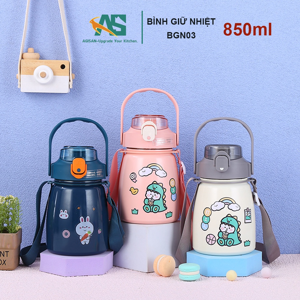 Bình giữ nhiệt cao cấp dung tích 1000ml chất liệu inox SUS304 giữ nhiệt đến 6h cho bé và các bạn trẻ