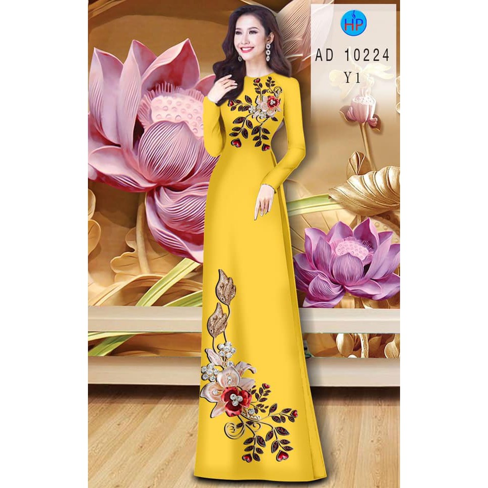 Vải may áo dài 3d in hoa văn đẹp