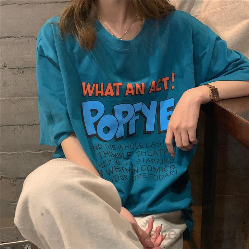 Áo Thun Nữ Tay Ngắn Dáng Rộng In Chữ Cá Tính