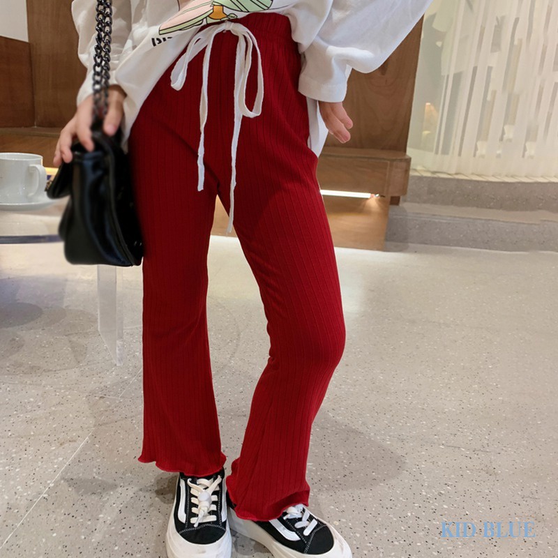 Quần Dài Lưng Thun Cột Dây Thời Trang Xuân Thu Phong Cách Hàn Quốc Cho Bé Gái