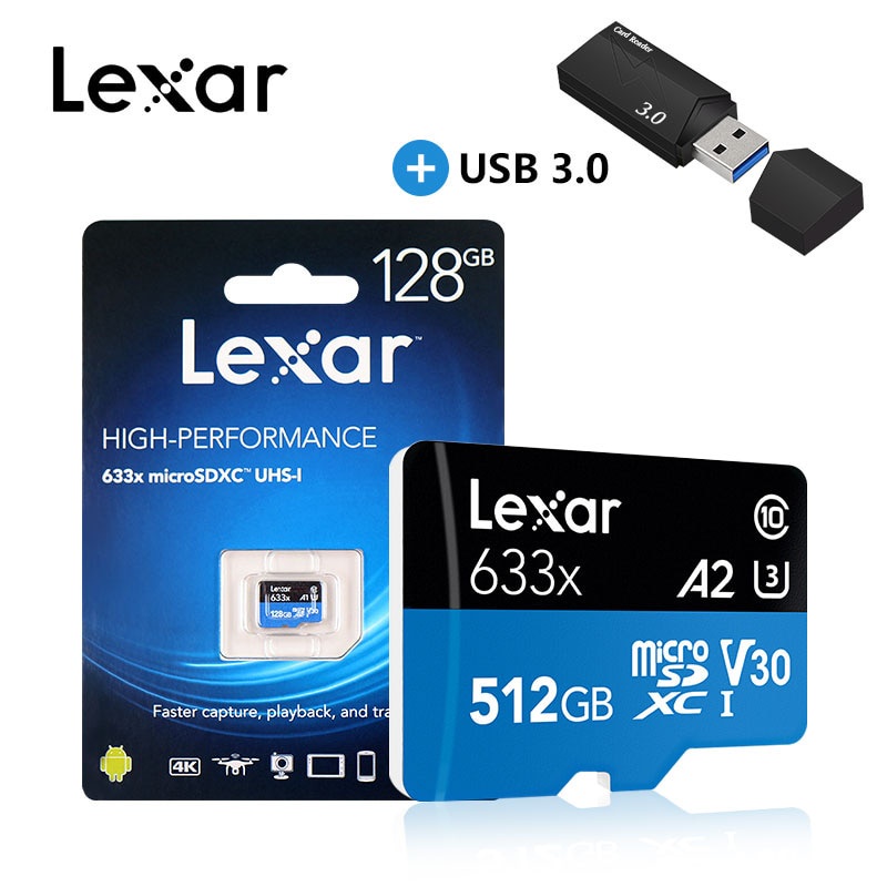 Thẻ Nhớ Lexar 633X SDXC Micro sd 32GB 512GB 256GB 128GB 64GB SDHC 95M-100M / s TF Cho Gopro / DJI / martphone