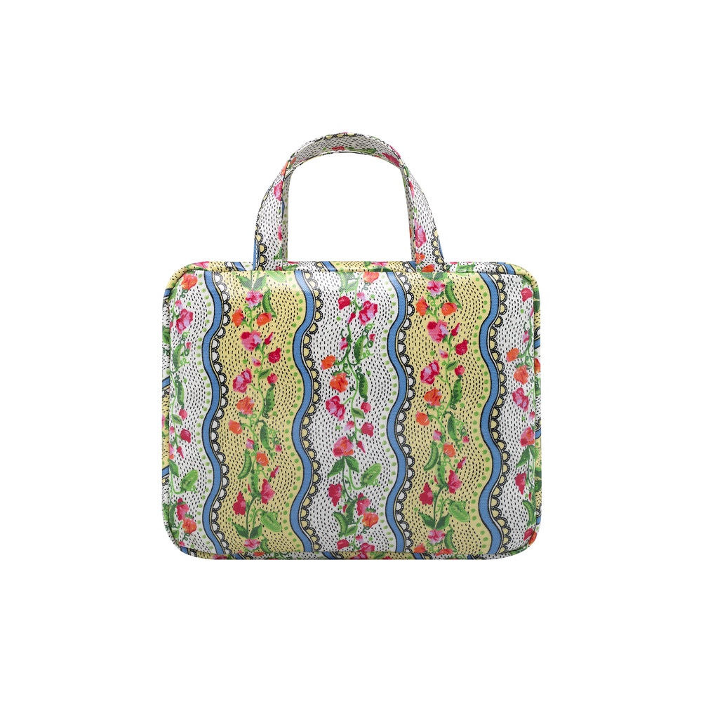 Cath Kidston - Túi đựng đồ dùng nhà tắm/Two Part Wash Bag - Sweet Pea Stripe Small - Yellow -1042689