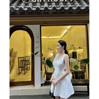 ĐẦM 2 DÂY HỞ NƠ LƯNG ĐÍNH ĐÁ NƠ THÂN