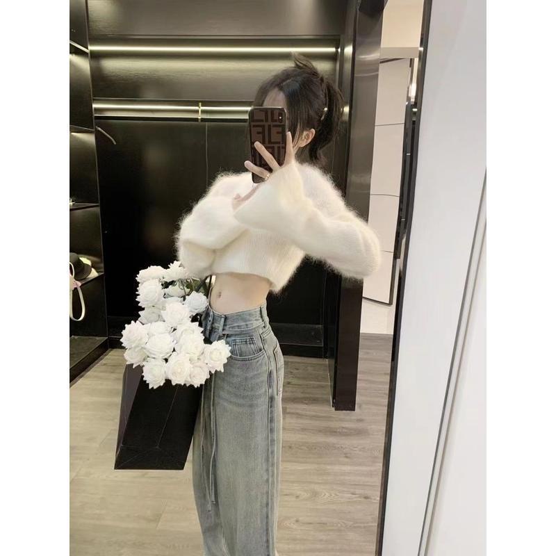 Áo Sweater Dệt Kim Tay Loe Thời Trang Thu Đông Dành Cho Nữ