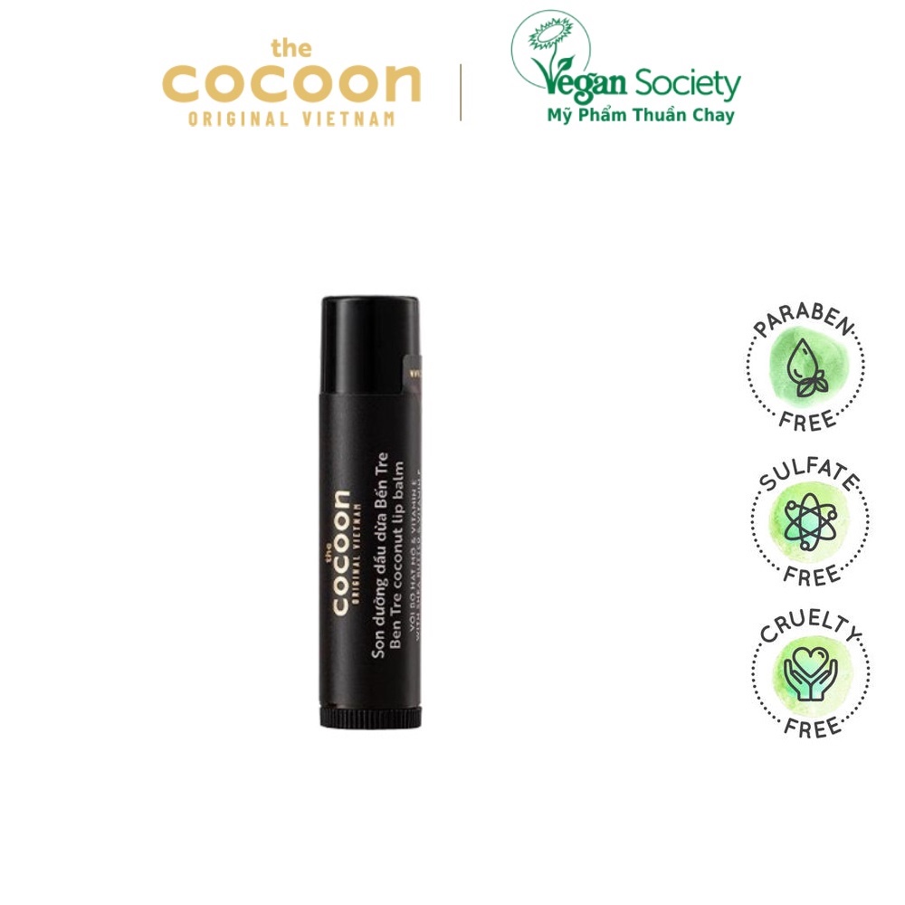 Son Dưỡng Dầu Dừa Bến Tre Cocoon 5g - Vegan Society - Mỹ phẩm thuần chay Việt Nam