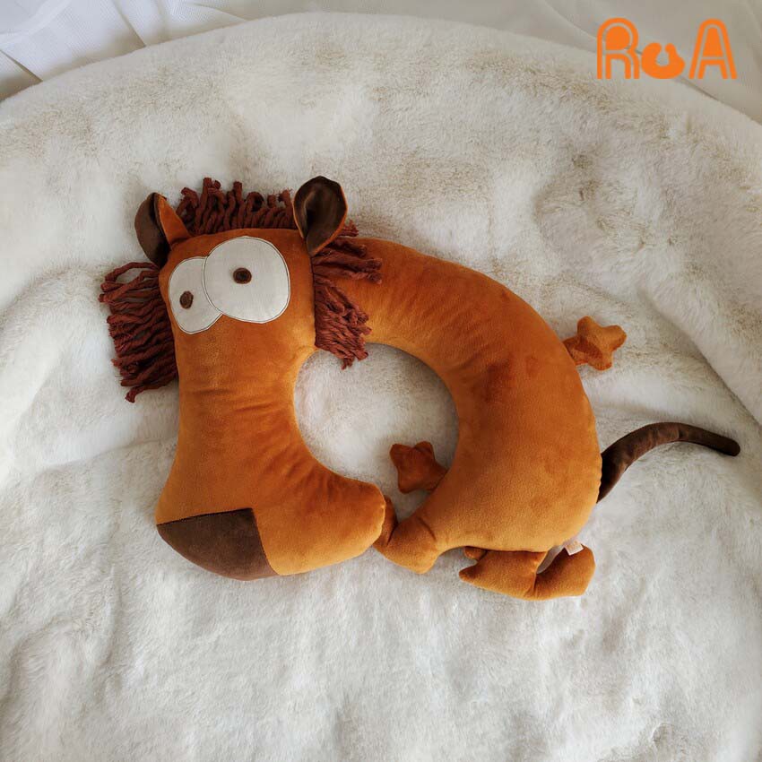 Gối kê cổ hình thú sư tử lông nhung mềm mại siêu cute LION-M01 Ru A