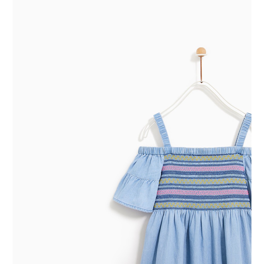 Đầm jean hở vai Zara cho bé gái 5-10T D216