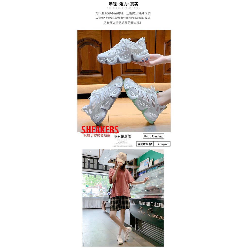 Giày Thể Thao Phối Lưới Siêu Nhẹ Thoáng Khí Phong Cách Hồng Kông Cho Nữ