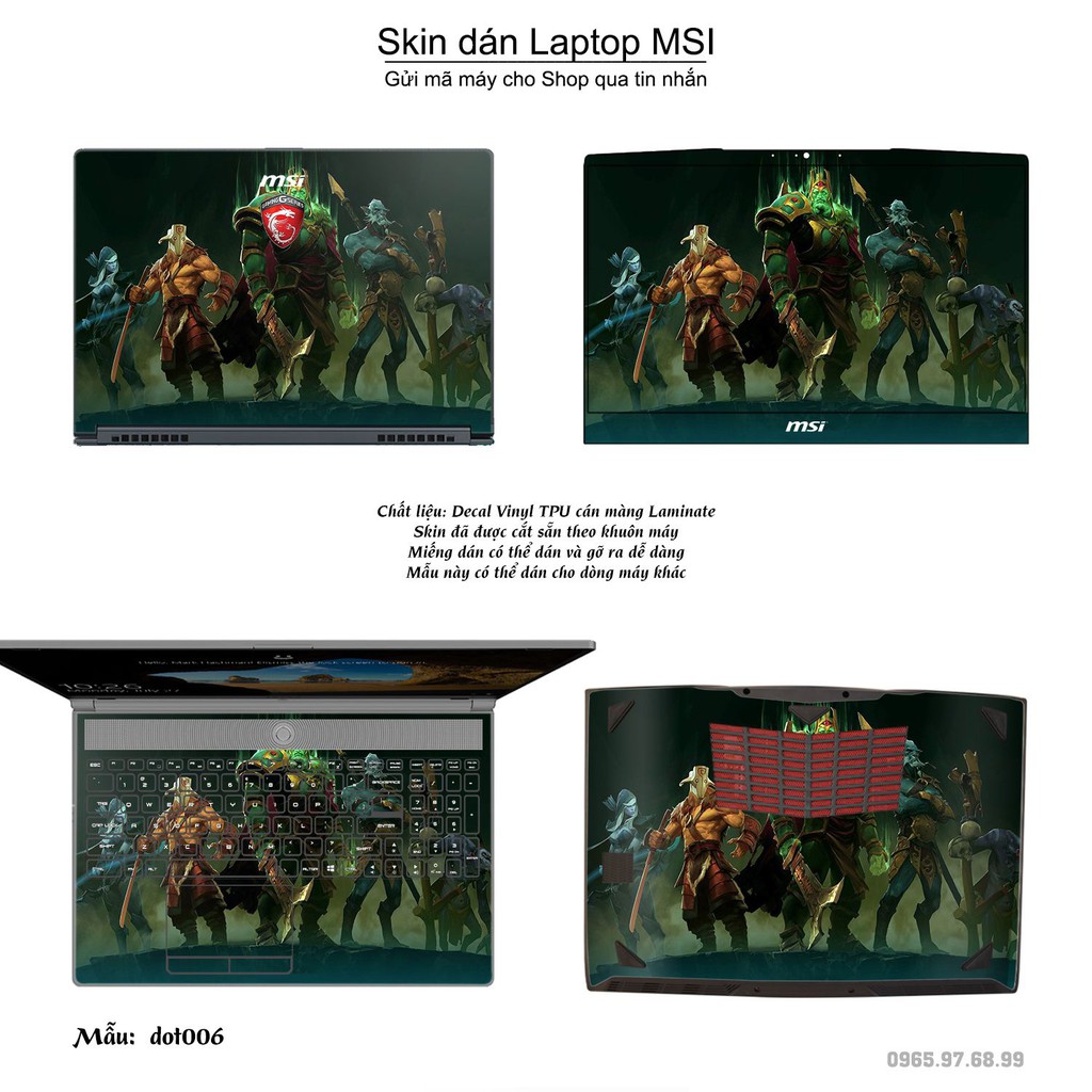 Skin dán Laptop MSI in hình Dota 2 (inbox mã máy cho Shop)