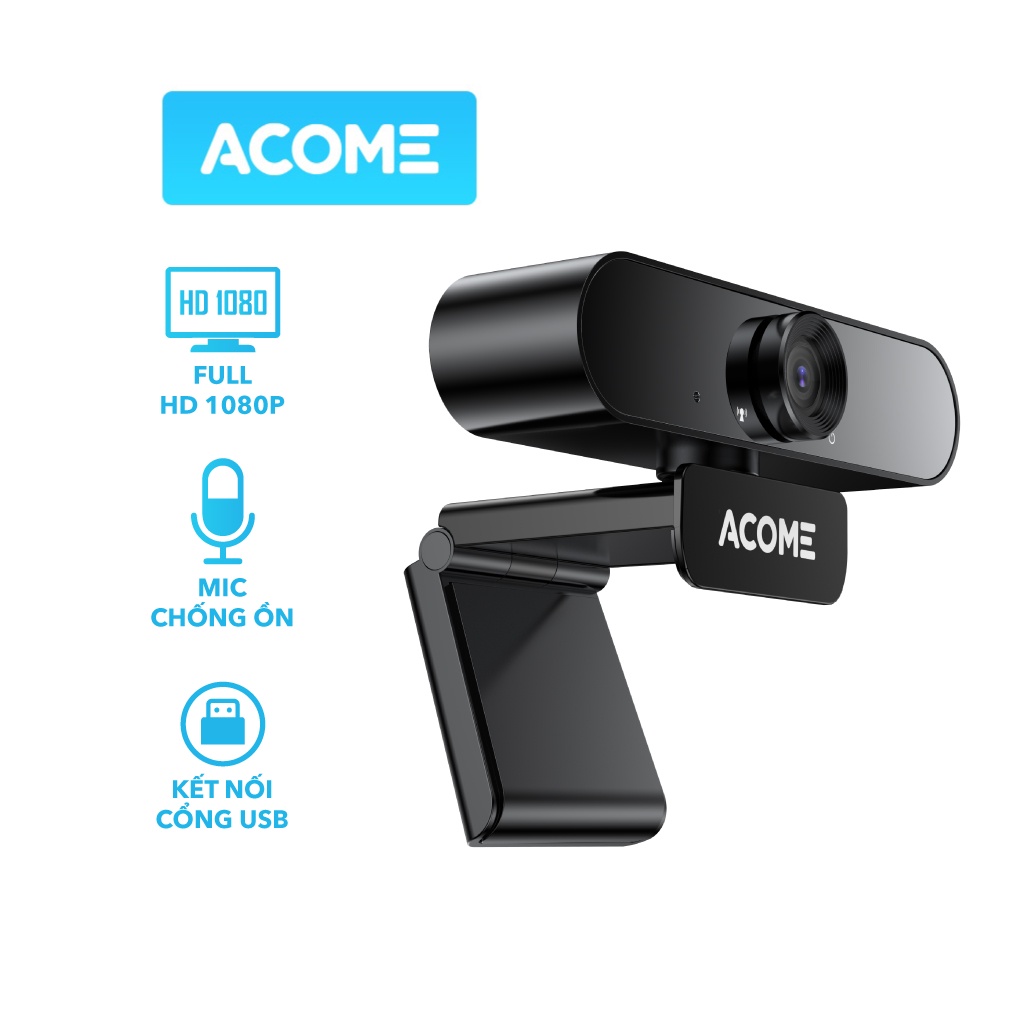 Webcam Máy Tính ACOME AWC11 Có Mic Camera Full HD 1080P Ảnh Siêu Nét Dùng cho PC Laptop Hỗ Trợ Học Online Video Call