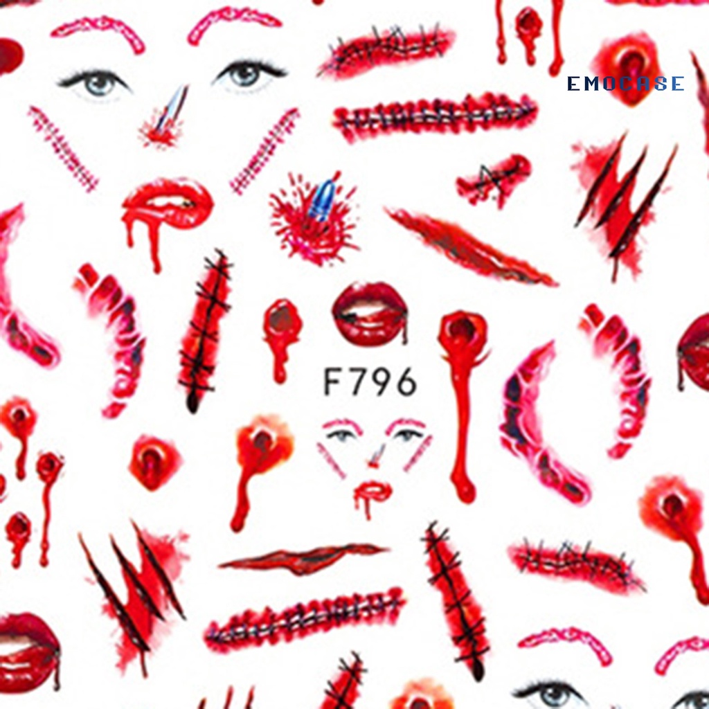 Bộ 2 Miếng Dán Móng Tay Hình Đôi Mắt Máu Đỏ Kinh Dị DIY