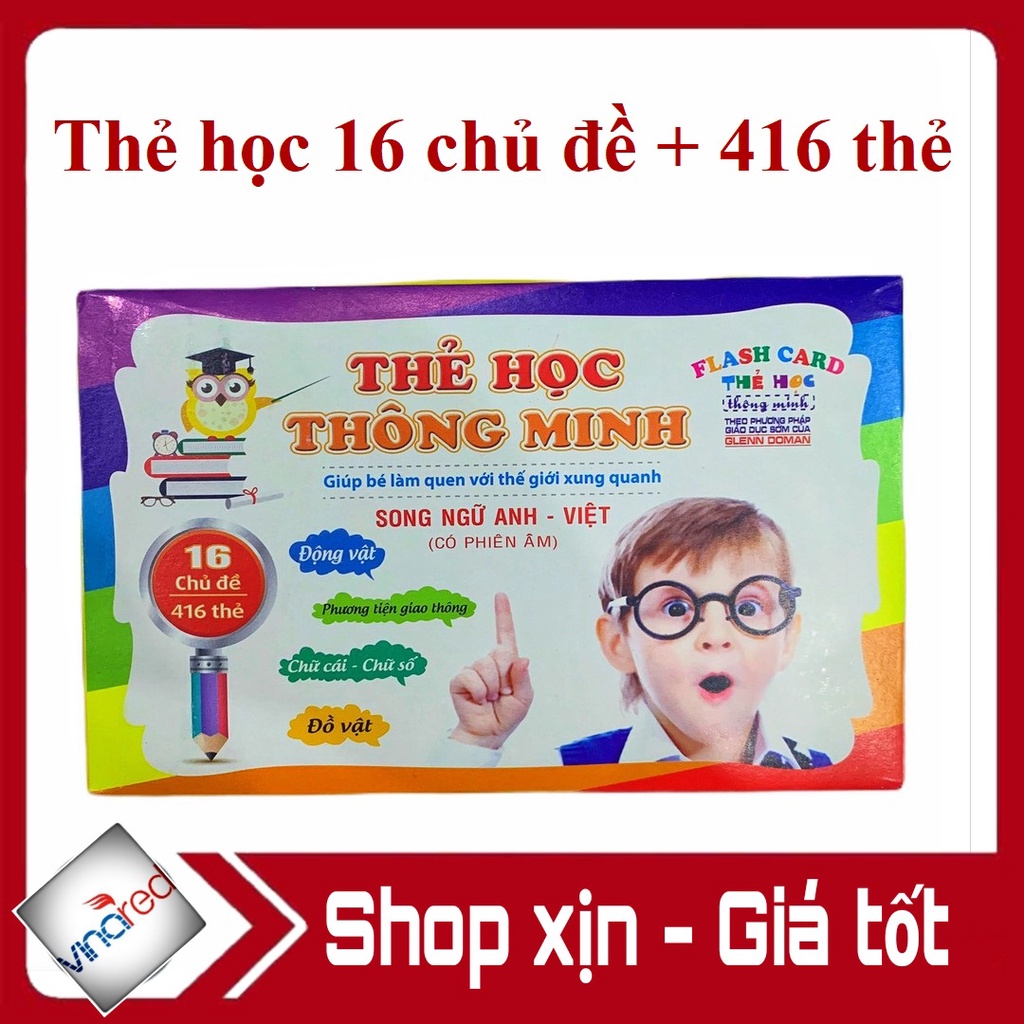 Thẻ học thông minh song ngữ 16 chủ đề-416 thẻ FLASHCARDS TRỰC QUAN