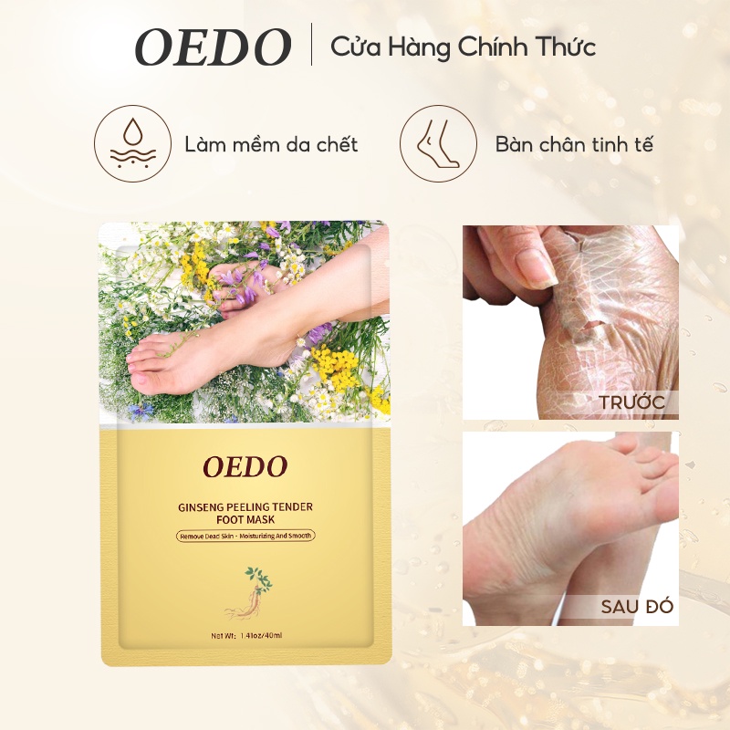Cặp Mặt Nạ Lột Da Chết OEDO Cho Chân Hiệu Quả Trong 2-7 Ngày Khử Mùi Hôi Bỏ Lớp Da Thô Cứng Hỗ Trợ Làm Sáng Foot Peling Mask 40ml