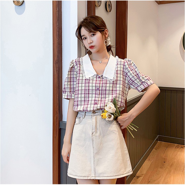 [ Mã WASTRUN4 giảm 10% tối đa 30K đơn 99K] Áo Sơ Mi Nữ cổ bèo phối ren - Áo Kiểu Xuu Design TK20.67 | BigBuy360 - bigbuy360.vn