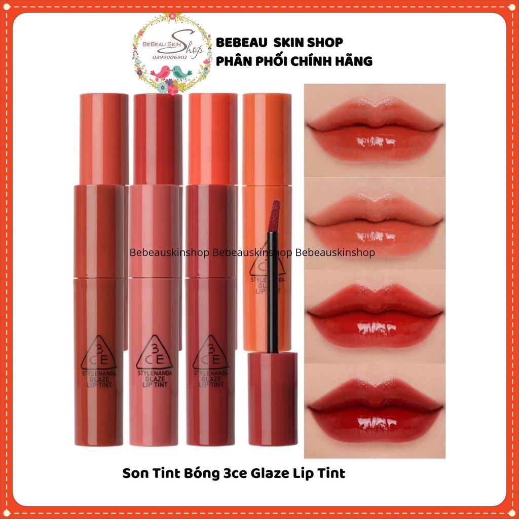 Son Tint Bóng 3CE Glaze Lip Tint  Cho Đôi Môi Mọng Nước 5g BREAK ME Vintage Bouquet Any Better New Motion
