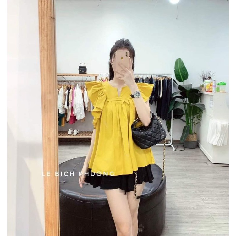 Áo bầu thiết kế mẫu mới xếp ly bèo vai