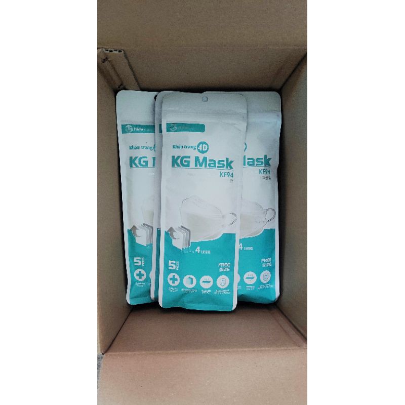 Sỉ 1 thùng khẩu trang 4D KG Mask KF94 60 túi 300 chiếc | BigBuy360 - bigbuy360.vn