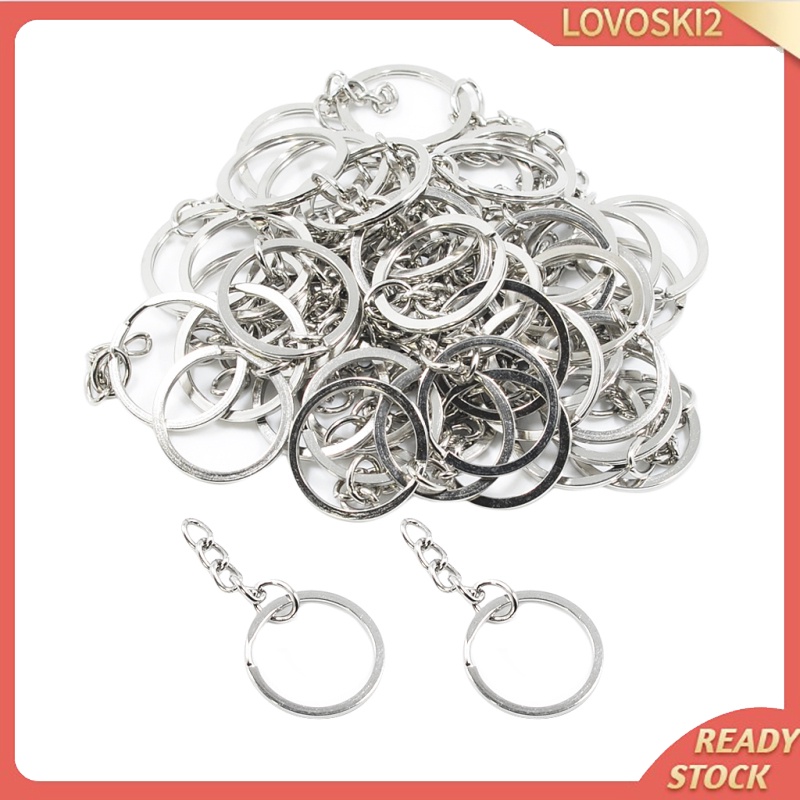 [LOVOSKI2]50Pc Split Key Rings with Chain Bulk for DIY Accessories Arts Crafts 25mm/1&quot;