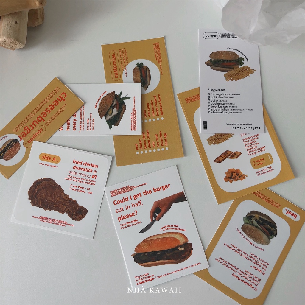 Set sticker Coffee & Cake decor sổ tay phong cách Hàn Quốc